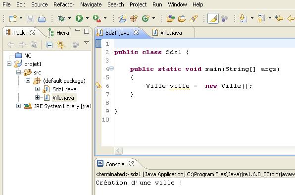 Création d'un objet Ville