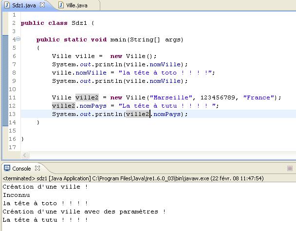 Modification des données de notre objet