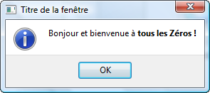 Boîte de dialogue information avec HTML