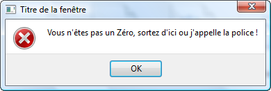 Boîte de dialogue erreur critique