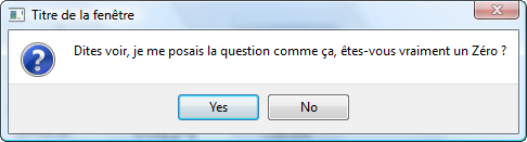 Boîte de dialogue question avec les boutons