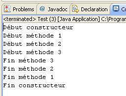 Exemple de pile d'invocations