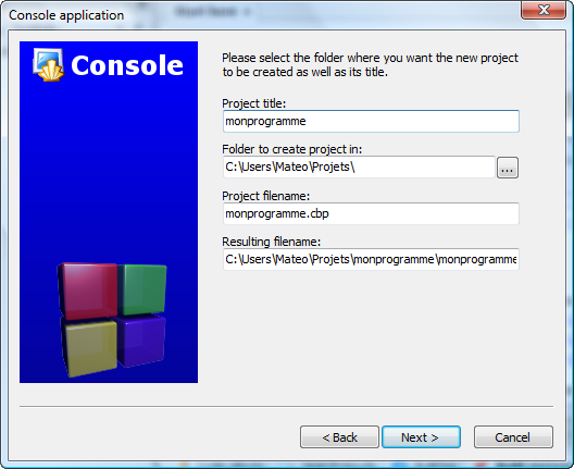 Nom et emplacement du projet