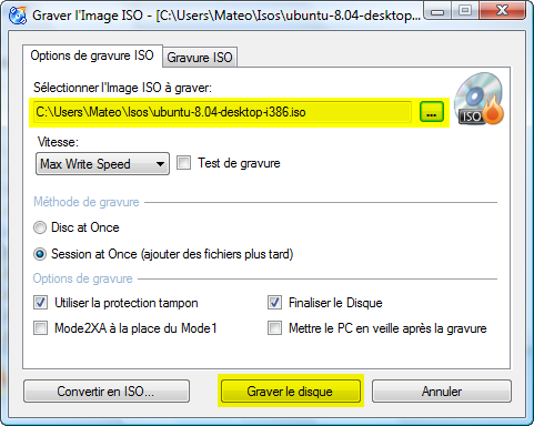 Graver un ISO