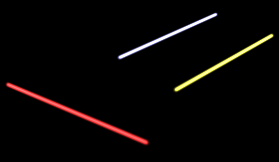 Après quelques tâtonnements, voici trois beaux sabres lasers !