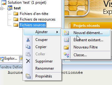 Ajout d'un fichier source