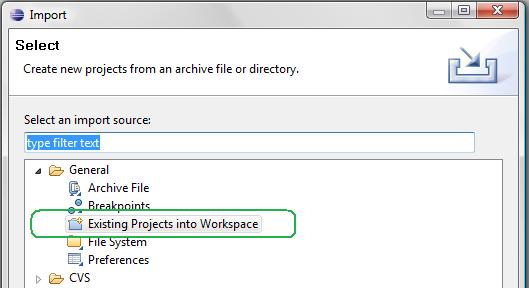Importer un projet existant dans Eclipse
