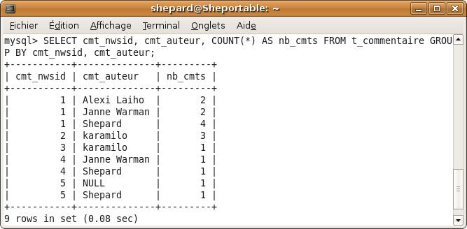 Il est possible de grouper selon plusieurs colonnes, la table est alors divisée en sous-groupes