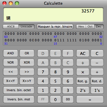 Calculatrice sous MacOs