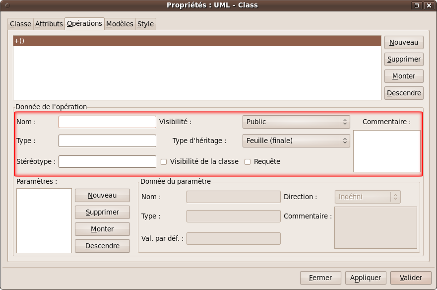 Zone permettant de modifier la méthode