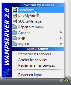 Menu localhost de WAMP