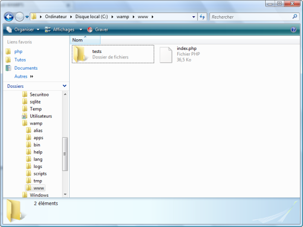 Dossier créé pour WAMP