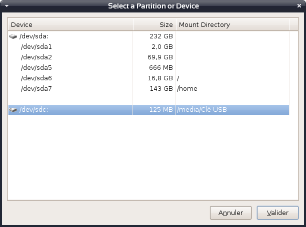 Liste des périphériques