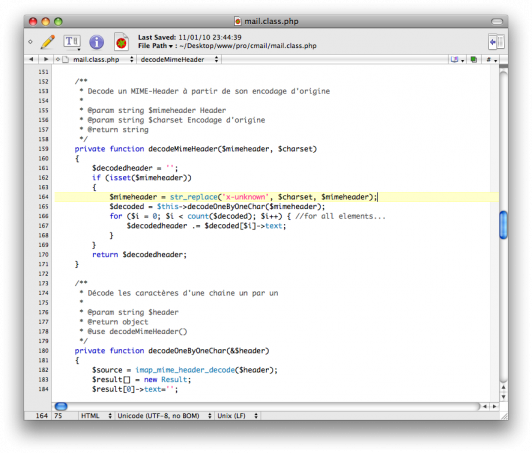 L'éditeur de texte TextWrangler sous Mac OS X