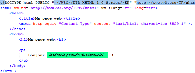 Insertion de code PHP