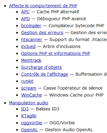 Liste des fonctions classées par thèmes