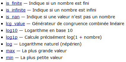 Quelques fonctions mathématiques