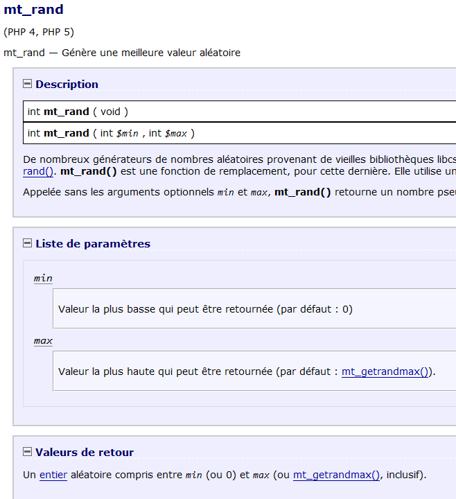 Présentation de la fonction mt_rand