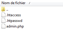 Le contenu du dossier admin vu dans le logiciel FTP