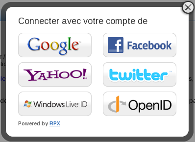 Fenêtre de connexion pour un compte externe sur le Site du Zéro