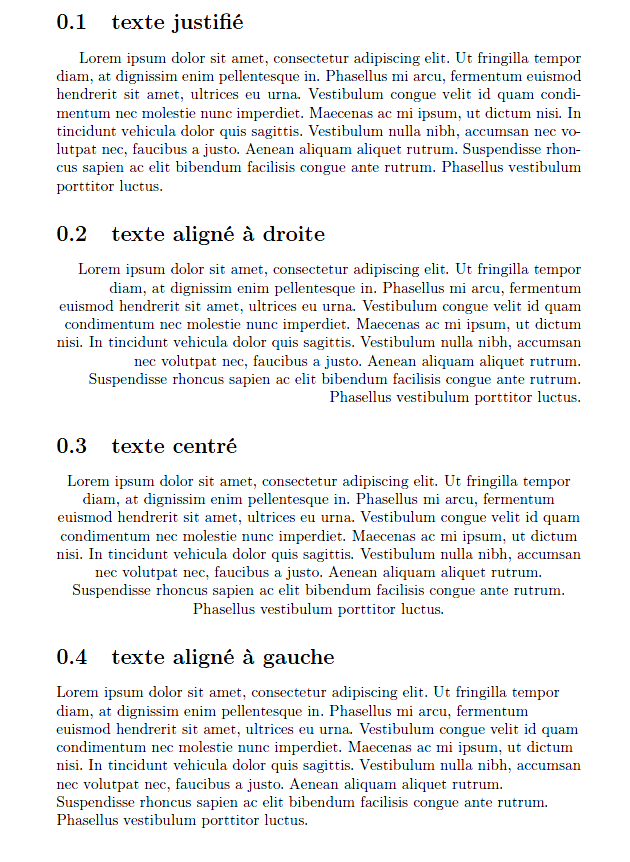 Les différents alignements