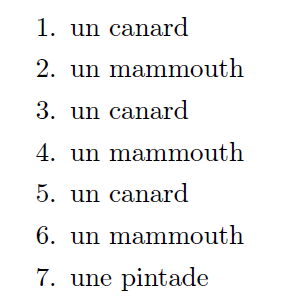 Liste numérotée