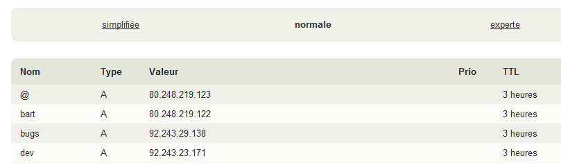 Définition des enregistrements (normal)