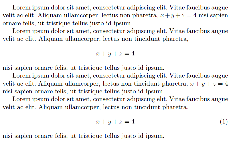 Insertion d'équations sommaires