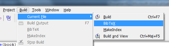 Le bouton bibtex de MiKTeX