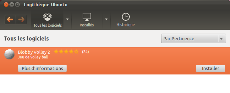 Sélection d’un programme en vue de son installation