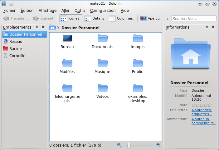 L'explorateur de fichiers Dolphin