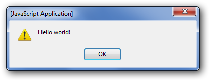 Une boîte de dialogue s'ouvre, vous présentant le texte Hello World!