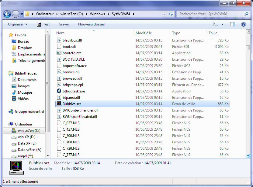 l'écran de veille 'bubbles'