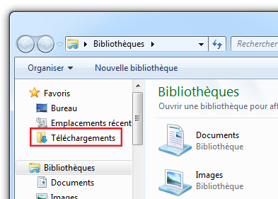 Accès au dossier Téléchargements