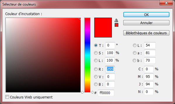 Incrustation couleur - Sélecteur de couleurs