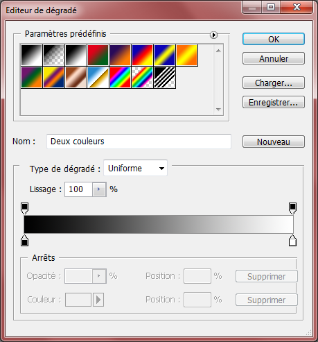 Incrustation dégradé - Éditeur de dégradé
