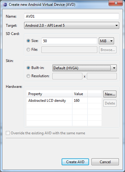 Configuration de l'AVD