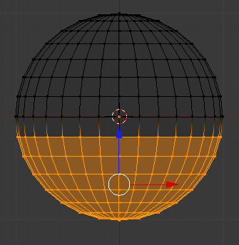 Les vertices sont maintenant sélectionnés (en orange)
