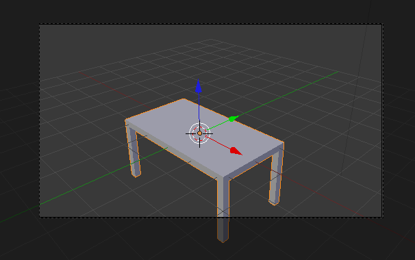 Un pied de la table est dans la zone noircie