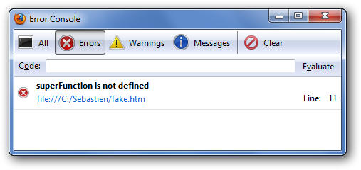 La console d'erreurs de Firefox