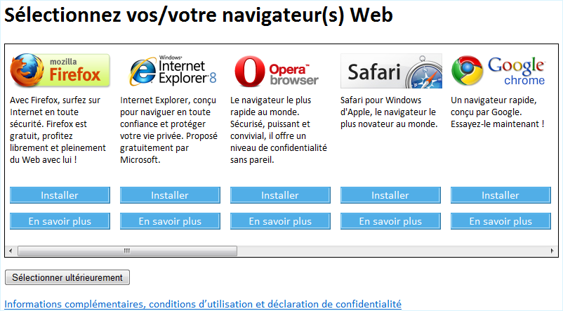 Choix du navigateur