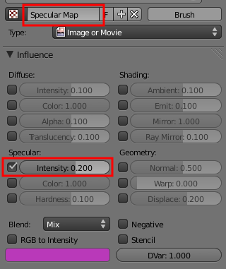Régler la Specular Map
