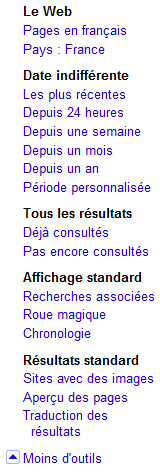 Filtres de recherche