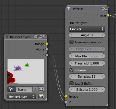 Connecter les nodes Image et Z