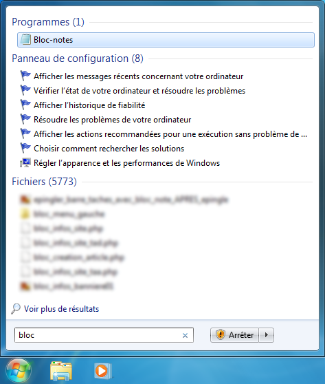 Ouvrir le bloc-notes