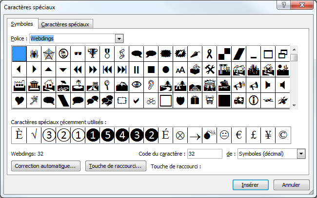 La police Wingdings regorge de caractères dignes d'intérêt