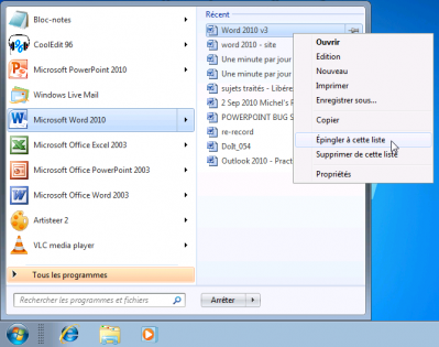 Épinglage d'un document