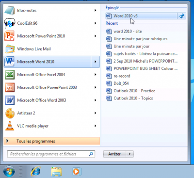 Les documents épinglés sont facilement accessibles