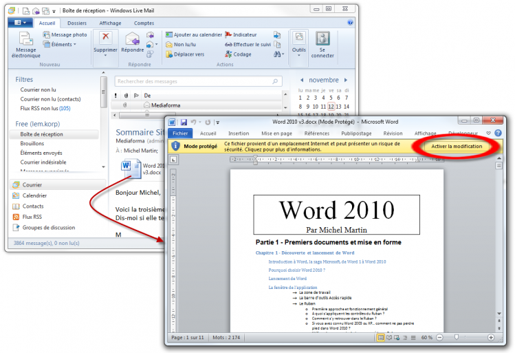 Word a détecté une menace potentielle