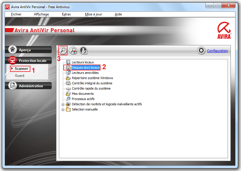 Lancer une analyse antivirus